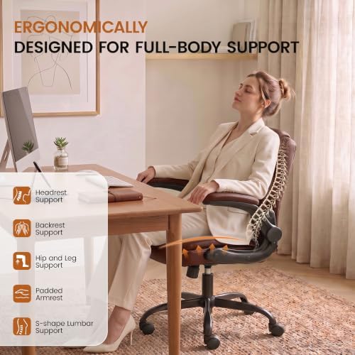Office Desk Chair, Ergonomic Computer Chair with Flip-Up Arms