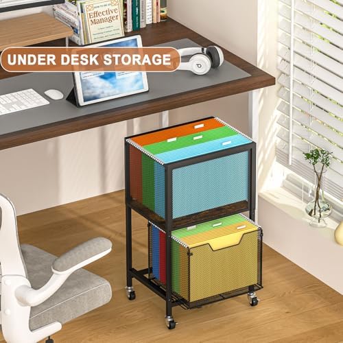 Tiaoheka Rolling File Cart, Mobile File Cabinet with Wheels Hanging Files, Hanging File Organizer Fit Letter/Legal Size Beside Under Desk for Office, Home(Patent Pending)