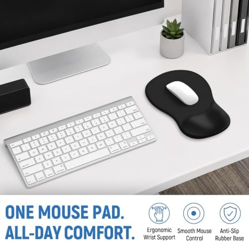 Ergonomic Mouse Pad with Wrist Rest, Gel Wrist Support, Black