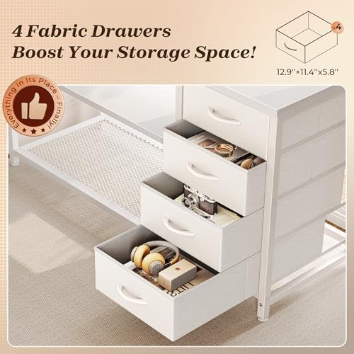 PRAISUN 61" L Shaped Desk with Power Outlets & 4 Drawers