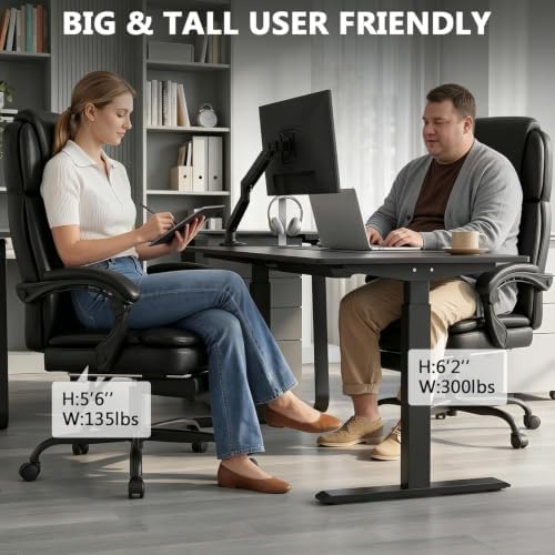 Big and Tall Office Chair 400lbs, PU Leather Executive Chair