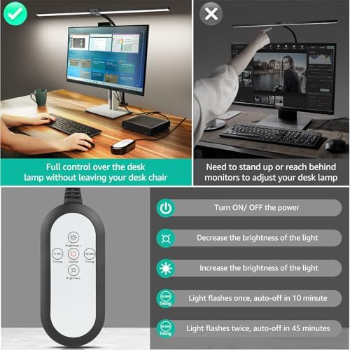 ShineTech LED Desk Lamp for Home Office, 4000K Neutral White Double Head Architect Task Lamps with Clamp, Dimmable Adjustable Flexible,Black