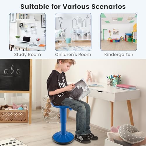 GLACER Wobble Stool, Height Adjustable 16.5-24" Flexible Seating (Navy)