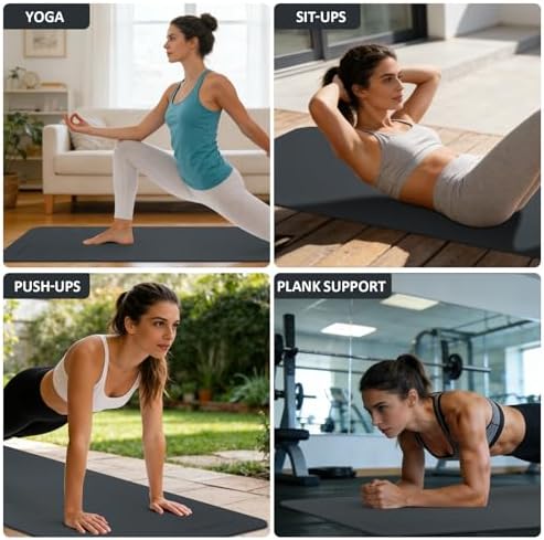 Gruper Yoga Mat Non Slip, Anti-Tear Workout Mat with Carrying Strap and Bag