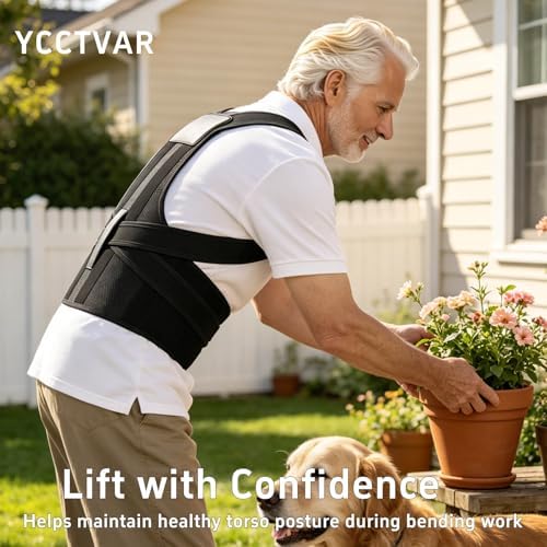 Back Brace Posture Corrector for Seniors Women and Men Upgraded Dynamic Traction Correction System Adjustable Shoulder Support Straightener Helps Reduce Upper Lower Back Pain Suitable for Hump Scoliosis Black Medium