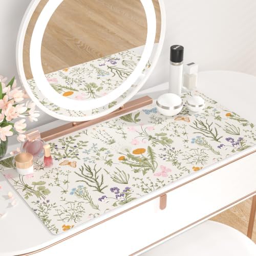 QIYI PU Leather Large Mouse Pad, Waterproof Desk Mat, 31.5" x 15.7", Herbs