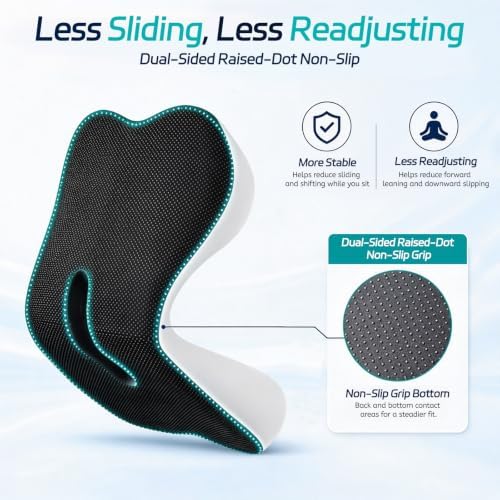 Cool & Dry Seat Cushion & Back Support for Coccyx & Lumbar Relief