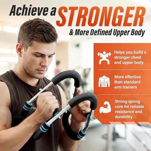 Adjustable Twister Arm Trainer, Chest Workout Equipment & Arm Trainer for Men & Women, 5-Level Resistance Home Gym Strength Training Device with Anti-Slip Grip and Steel Power Rods