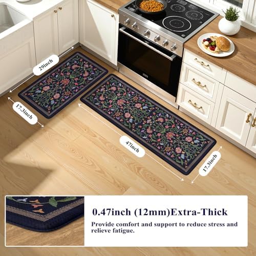 Collive Kitchen Mats Cushioned Anti Fatigue, Kitchen Rugs Sets of 2