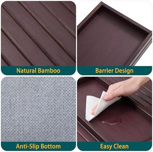 Bamboo Couch Arm Tray Table,Foldable Sofa Armrest Tray Table for Couch,Flexible and Anti-Slip Couch Arm Cup Holder,Portable Sofa Arm Chair Table for Drink,Cups, Eats,Snacks, Phone, Remote