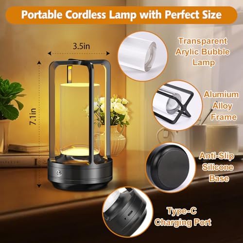 Rechargeable Table Lamp for Outdoor Indoor Portable Lamp with 3 Colors