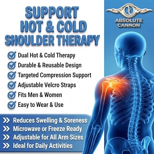 Hot & Cold Shoulder Brace for Men & Women - Rotator Cuff Shoulder Brace - Compression Sleeve for Pain Relief - Adjustable Shoulder Support Sling - Reusable Ice & Heat Therapy Wrap - Fits Left & Right