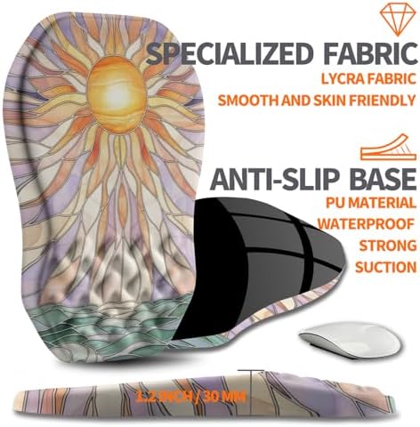 Ergonomic Slope Mouse Pad Wrist Support, Wrist Rest Mousepad for Carpal Tunnel Pain Relief with Massage Bulge and Slow Rebound Memory Foam (12x8 inch, Sun God)
