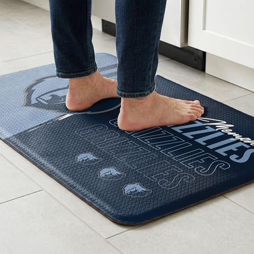 Northwest NBA Memphis Grizzlies Embossed Anti-Fatigue Mat, Cushioned Kitchen Floor Rug, Non-Slip PVC Standing Comfort, 18 x 30 in