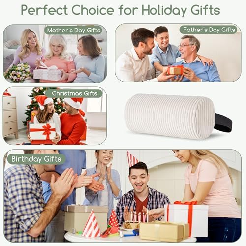 HIGOGOGO Lumbar Roll Lumbar Support Pillow for Office Chairs, Cars, and Gaming Chairs, Back Cushion with Washable Cover & Adjustable Strap to Relieve Back Pain and Improve Posture, 11"x6"x5", Beige