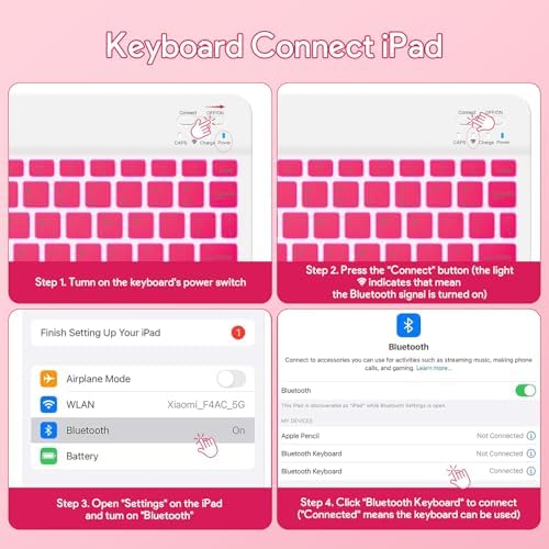 YBING for iPad A16 Case with Keyboard /11th Gen (2025) & iPad 10th Gen 10.9” (2022), 7-Color Backlit Detachable Keypad, 360° Rotating Magnetic Cover with Pencil Holder (Watermelon Red)