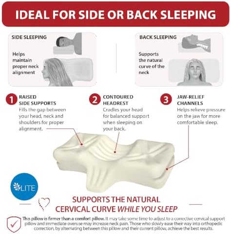 Therapeutica LITE Ergonomic Cervical Pillow for Neck Pain Relief, LRG, GR