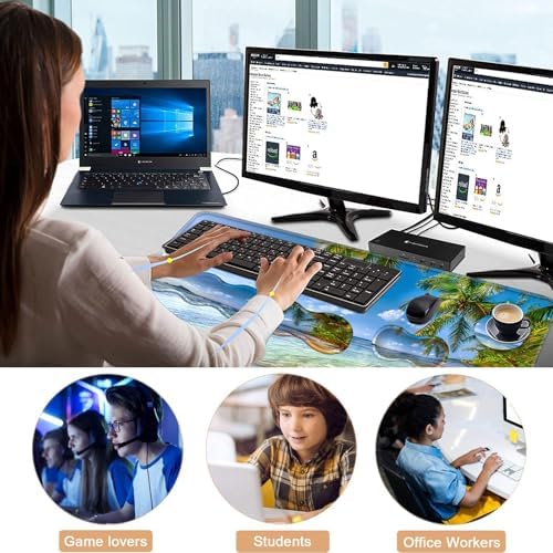 Keyboard Wrist Rest and Mouse Pad with Wrist Support Set Ergonomic Coaster,Memory Foam,Easy Typing Pain Relief,Large XL Desk Mat 31.5"x 11.8",Shore Palms Tropical Beach