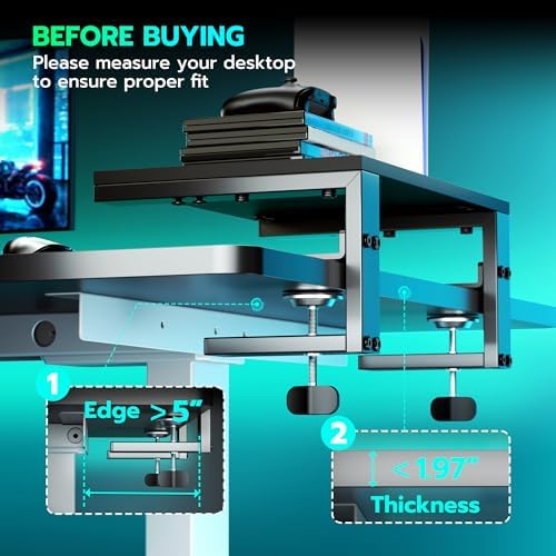 ARES WING Clamp-On 15" 3-in-1 Heavy Duty Desk Shelf Extender Black