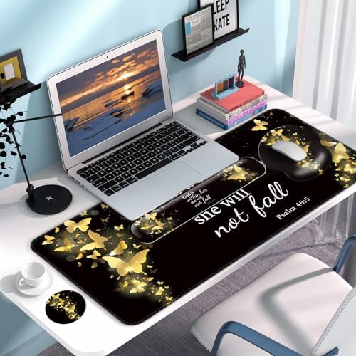 Desk Mat Set Keyboard and Mouse Pad with Wrist Rest Support