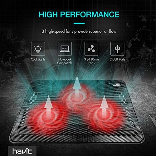 havit HV-F2056 Laptop Cooling Pad for 15.6-17 Inch Laptops, Black