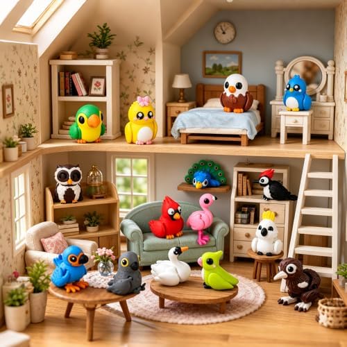 24Pcs 3D Printed Birds Animals Articulated Flexible 3D Printed Fidget Toys