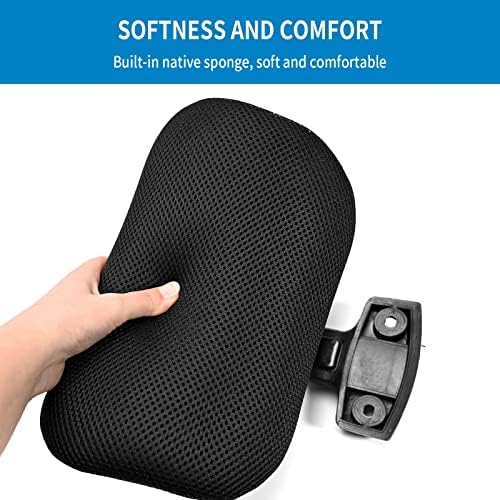 Adjustable Black Mesh Office Chair Headrest - Universal Ergonomic Head Pillow Attachment for Desk, Computer, and Swivel Chairs