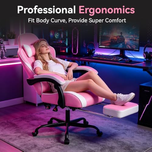 Pink Ergonomic Video Gaming Chair