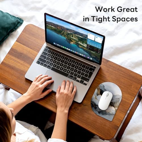 Contoured Oval Mouse Pad 6x8in Non-Slip for Laptop,Ink Marble