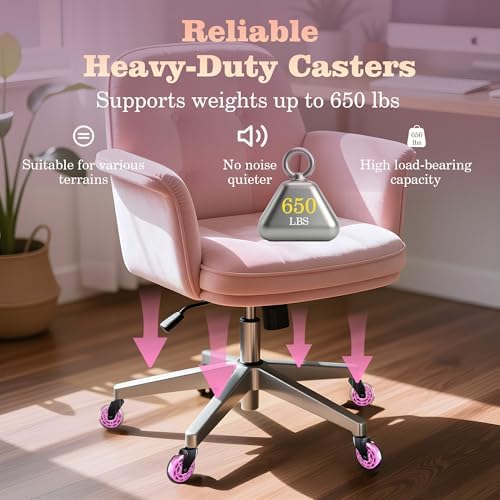 Pink Office Chair Wheels Replacement 3" Rubber Casters 7/16" Stem,Universal Fit Most Office Gaming Chairs,Smooth Quiet Rolling,Floor Protection for Hardwood Carpet Tile Floors,Set of 5