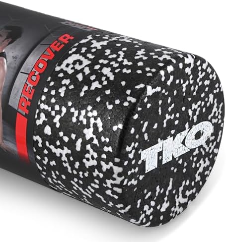 TKO 18 Inch High-Density Foam Roller | Deep Tissue Muscle Recovery & Exercise Tool | Durable Black Roller for Yoga, Pilates, Physical Therapy, and Relieving Muscle Soreness - Black/White