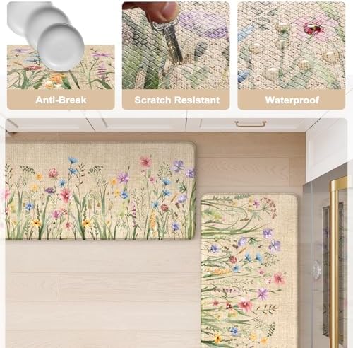 KIMODE Anti Fatigue Kitchen Mat, Cushioned Farmhouse Kitchen Runner Rug