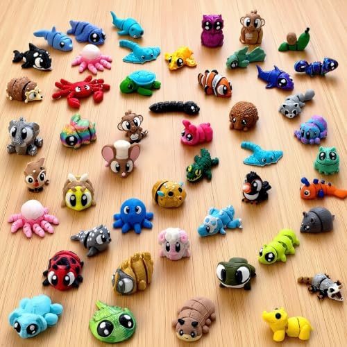 80PCS 3D Printed Animal Figurines, Flexible Articulated Fidget Toys