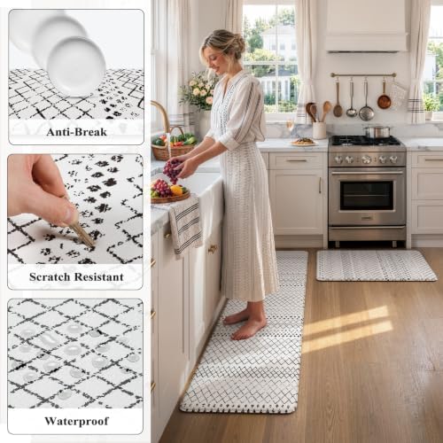 KIMODE Boho Kitchen Mats 2PCS,Anti Fatigue Geometric Kitchen Rugs Non Slip