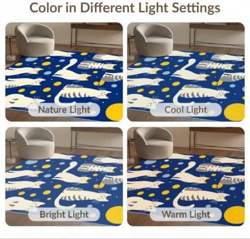 2'x3' Blue Yellow Cat Symphony with Golden Ultra-Soft Accent Mat
