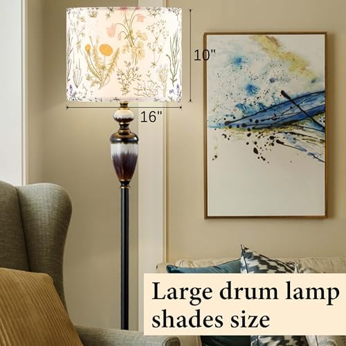 GO&SO Lamp Shades 1Pc,16" D x 10" H,Large Drum Shade,Multicolored Floral