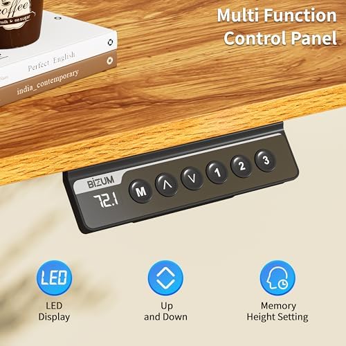 BIZUM 40x24 Inch Electric Standing Desk with Memory Presets, Quiet Motor Height Adjustable Stand Up Desk for Home Office & Gaming, Ergonomic Sit Stand Workstation,Light Rustic Brown