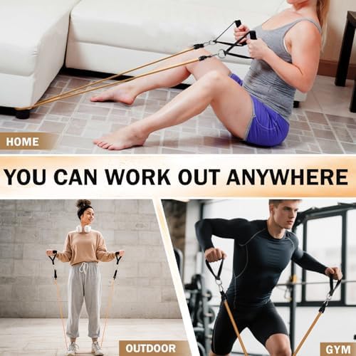 WHATAFIT Resistance Bands with Handles, 150 lb Exercise Bands Set