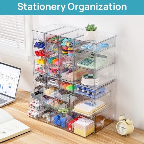 Vtopmart Acrylic Desk Organizer with 32 Drawers for Office, Makeup, Crafts
