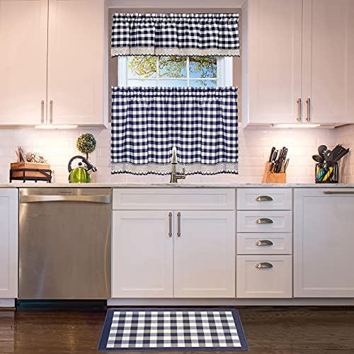 Anti-Fatigue Floor Comfort Mat, 18 x 30 in, Buffalo Check Navy, Waterproof