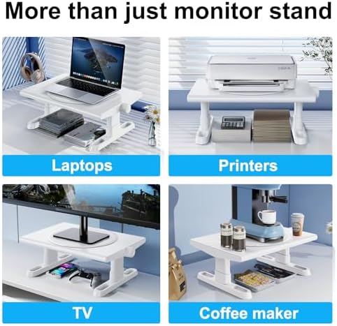 Monitor Stand Riser for Desk,360°Rotation Freely Height Adjustable by Knob,4.4-5.8 Inches,Ergonomic Monitor Stand Mount, Desktop Monitor Stands Riser for Computer,Laptop,Printer,Tv,White