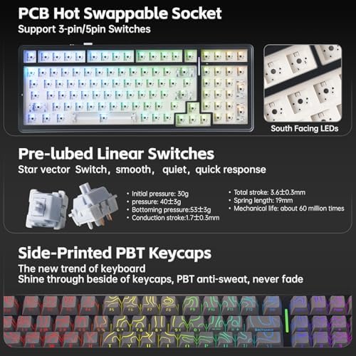 Aula F99 Keyboard Gaming,Wireless Mechanical Keyboards Creamy Sound