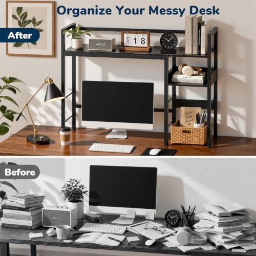 Desk Shelf, 38.6" Desk Hutch for Computer Monitor, Black