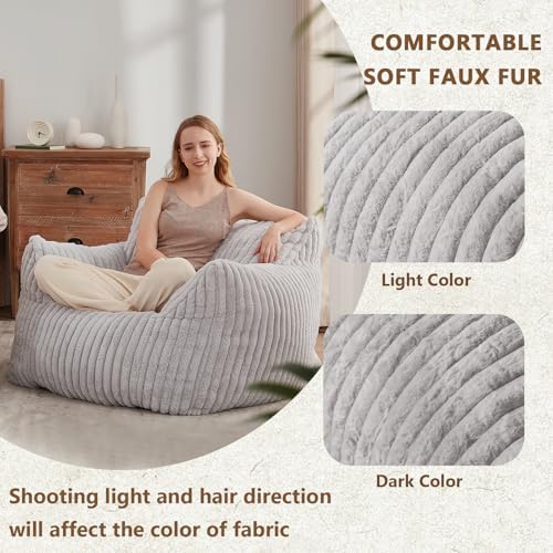 Achicsofar Bean Bag Chair for Adults Teens, Giant Faux Fur Beanbag Armchair