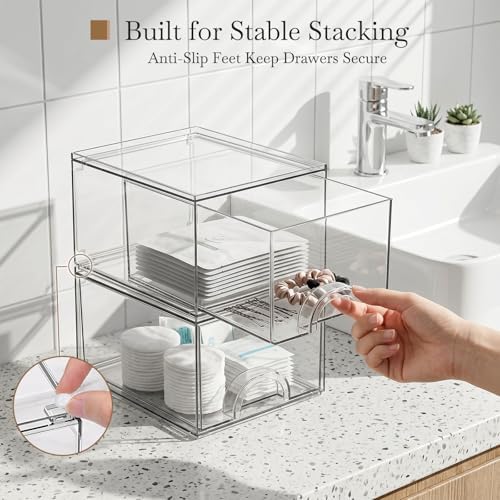 8 Pack Small Clear Stackable Acrylic Storage Boxes & Drawers