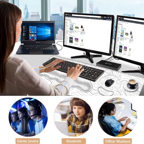 Mouse Pad,Large Pink Desk Mat, 4in1 XXL Mousepad + Keyboard Wrist Rest+Mouse Wrist Rest+Coaster Set with Ergonomic Desk Pad for Home Office Table Computer-Minimalist Topographic Map
