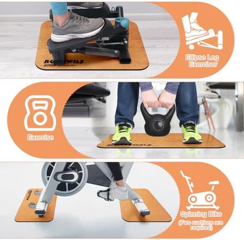 Under Desk Elliptical Mat - Non-Slip Exercise Equipment for Peloton Bike, Small Exercise Mat for Desk Workout Equipment, Premium Cork Surface