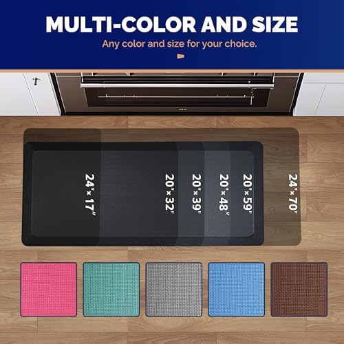 FEATOL Anti Fatigue Mat for Standing Desk & Kitchen Floor, 9/10 Extra Thick