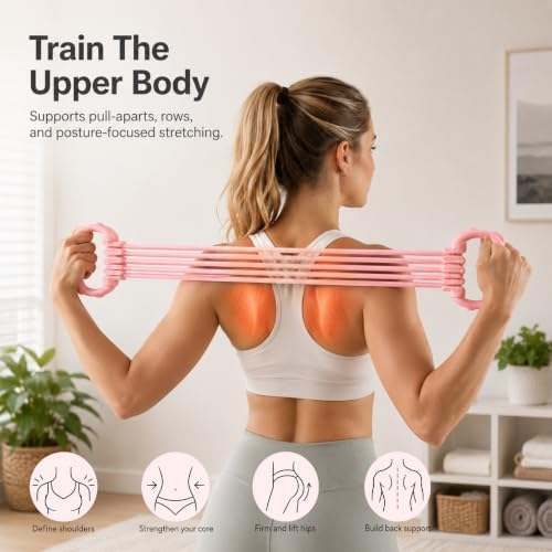 Figure 8 Resistance Band,15LB-120LB, 8 Level Adjustment Exercise Bands for Women & Men - Yoga Stretching Belt