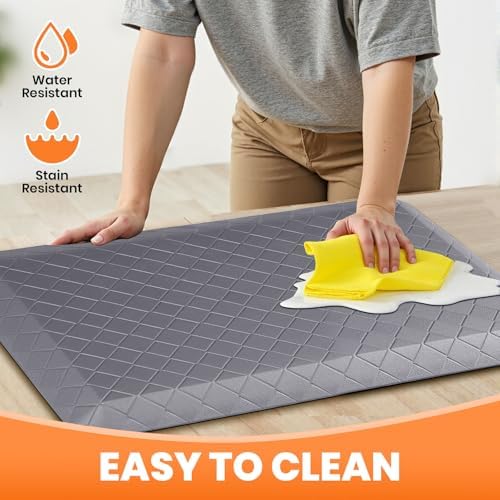 4/5 Inch Extra Thick Kitchen Mats for Floor,Non Slip Anti Fatigue Kitchen Rugs,Waterproof Stain Resistant Sink Mat,Cushioned Standing and Comfort Mats for Office (17"x24" Grey)